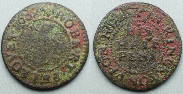 Kingston-upon-Hull, Robert Fellowes 1668 halfpenny